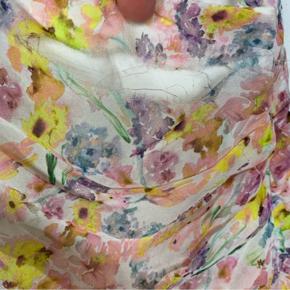 Amur Clayton Silk One Shoulder Ruffle Water Color Dress Size 6 - Picture 4 of 14